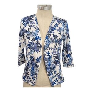 Boohoo Women's Sz 6 Navy Floral 3/4 Sleeve Jacket